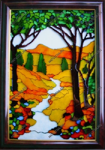 Заливной витраж в картине из стекла