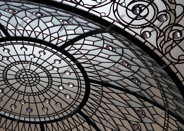 Изготовление фацетного витража круглой формы